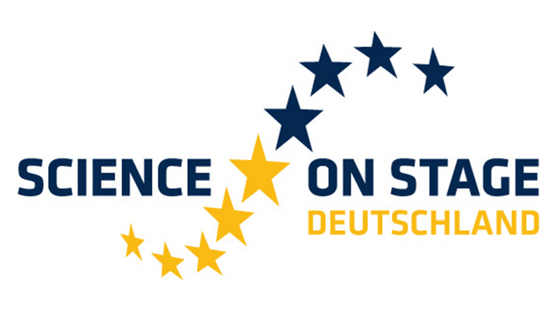 Die Wörter Science on Stage Deutschland und neun Sterne 
