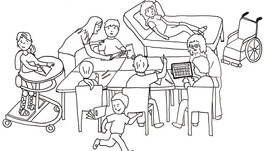 Zeichnung einer Situation im Klassenzimmer