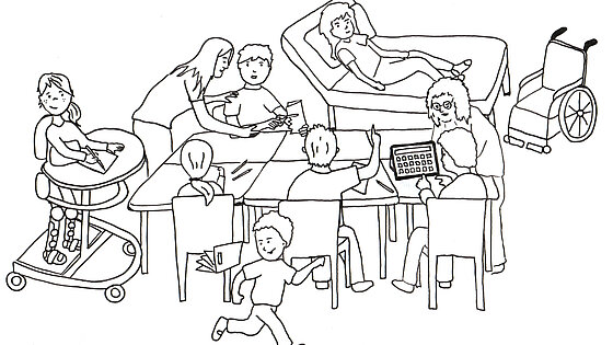 Zeichnung einer Situation im Klassenzimmer