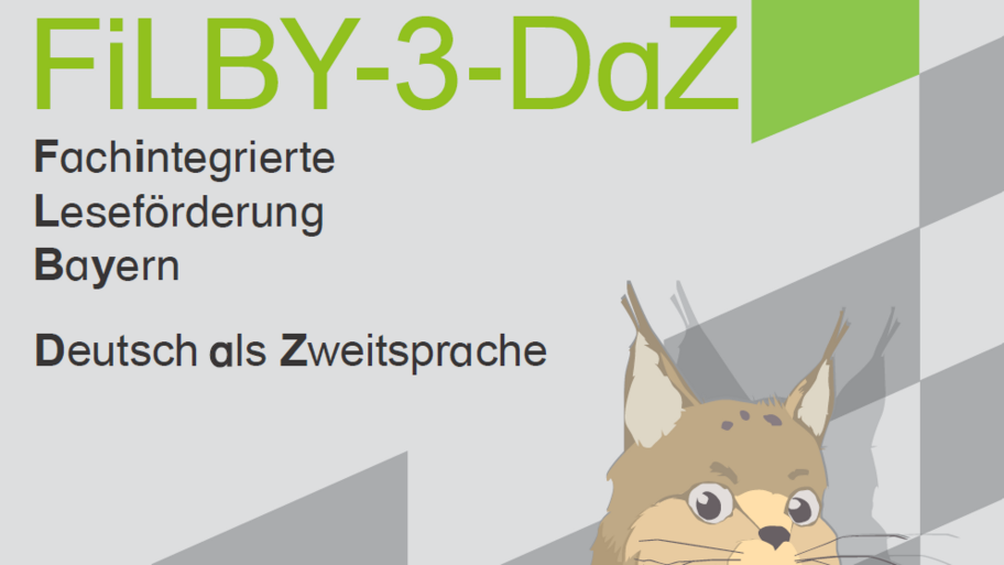 Auf dem Bild dargestellt ist die Startseite der FiLBY-3-DaZ-Texte mit dem Titel "FiLBY-3-DaZ Fachintegrierte Leseförderung Bayern Deutsch als Zweitsprache"
