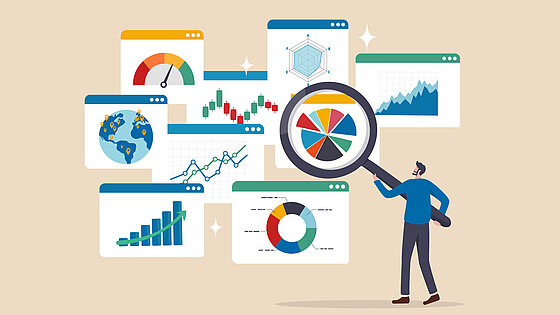 Illustration: Symbolbild für Analyseberichte, Forschungsergebnisse und Statistiken