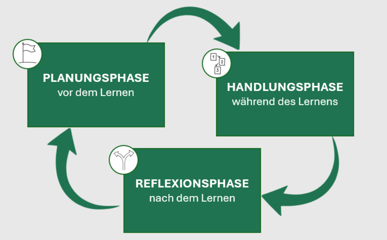 Zyklisches Modell des selbstgreulierten Lernens in Anlehnung an Zimmermann (2000) Abbildung für Zyklisches Modell des selbstgreulierten Lernens