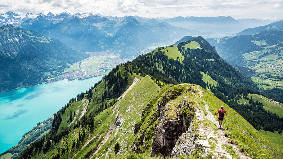 Berggipfel mit Wanderer in der Schweiz