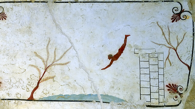 Detail eines griechischen Freskos aus einem Grab in Paestum
